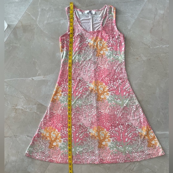 JEAN-PIERRE KLIFA Paris Tank Dress Size Medium Multicolor Coral Slinky Stretch - Picture 6 of 8